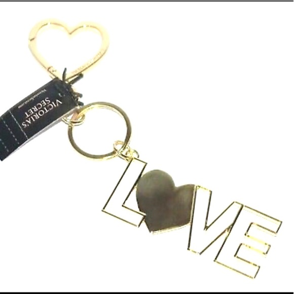 NEW VICTORIA/'S SECRET XO LOVE HEART GOLD CHARM KEYCHAIN CLIP ON PURSE BAG METAL